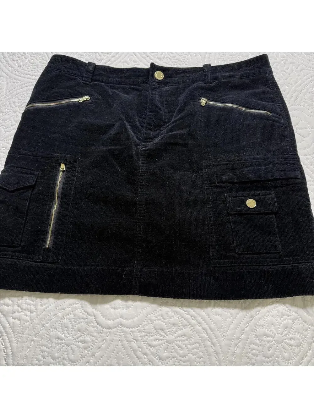 RALPH LAUREN GOLF SZ 10 Black Corduroy Skirt with Shorts underneath Quiet Luxury
